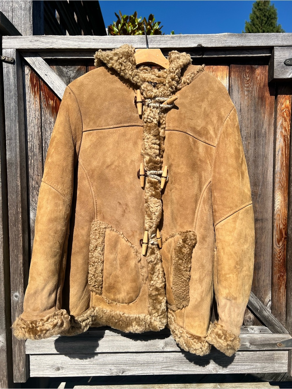 Shearling Toggle Jacket in Tan